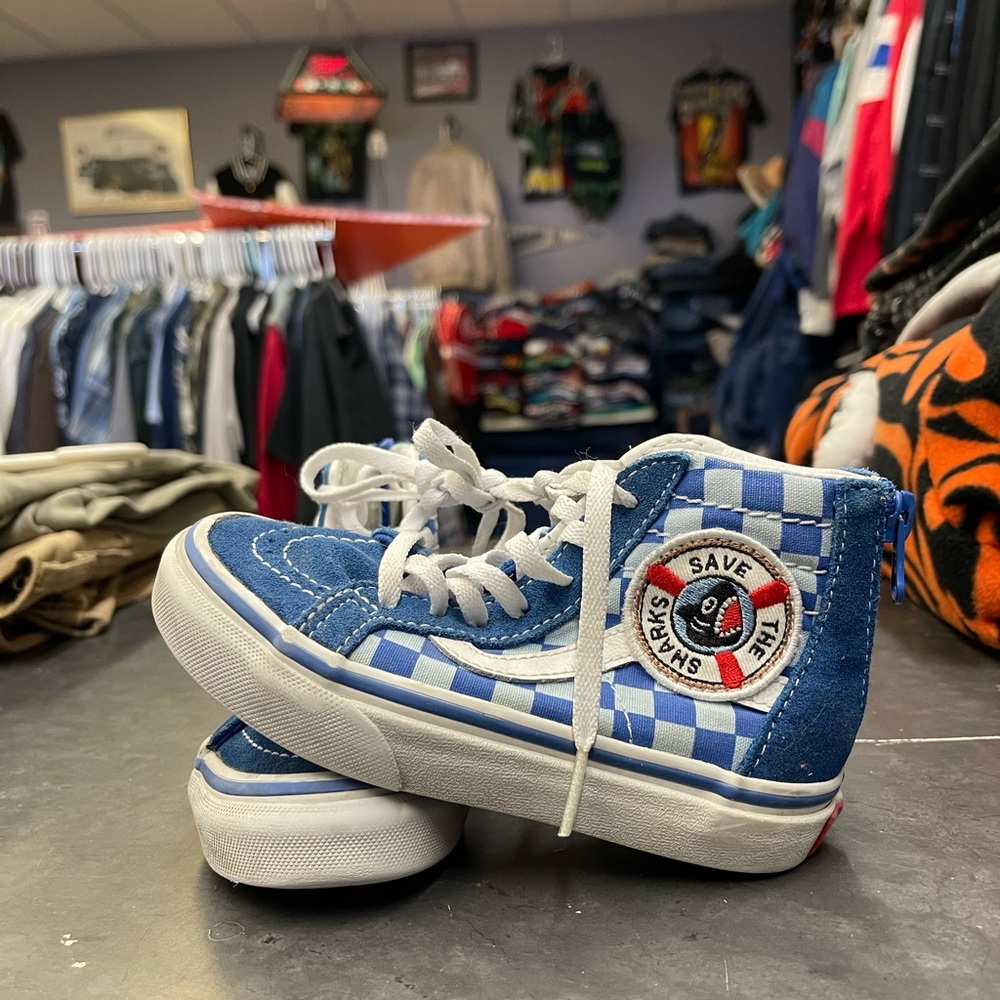Vans Sk8-Hi Blue Checkered Save Our Seas High Top Sneakers